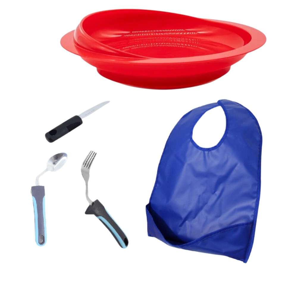 Kit Alimentação Canhoto Talheres, Prato e Babador